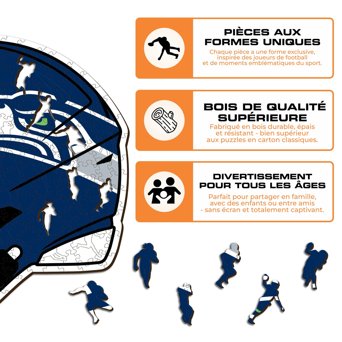Casque Seattle Seahawks™ - Puzzle en Bois
