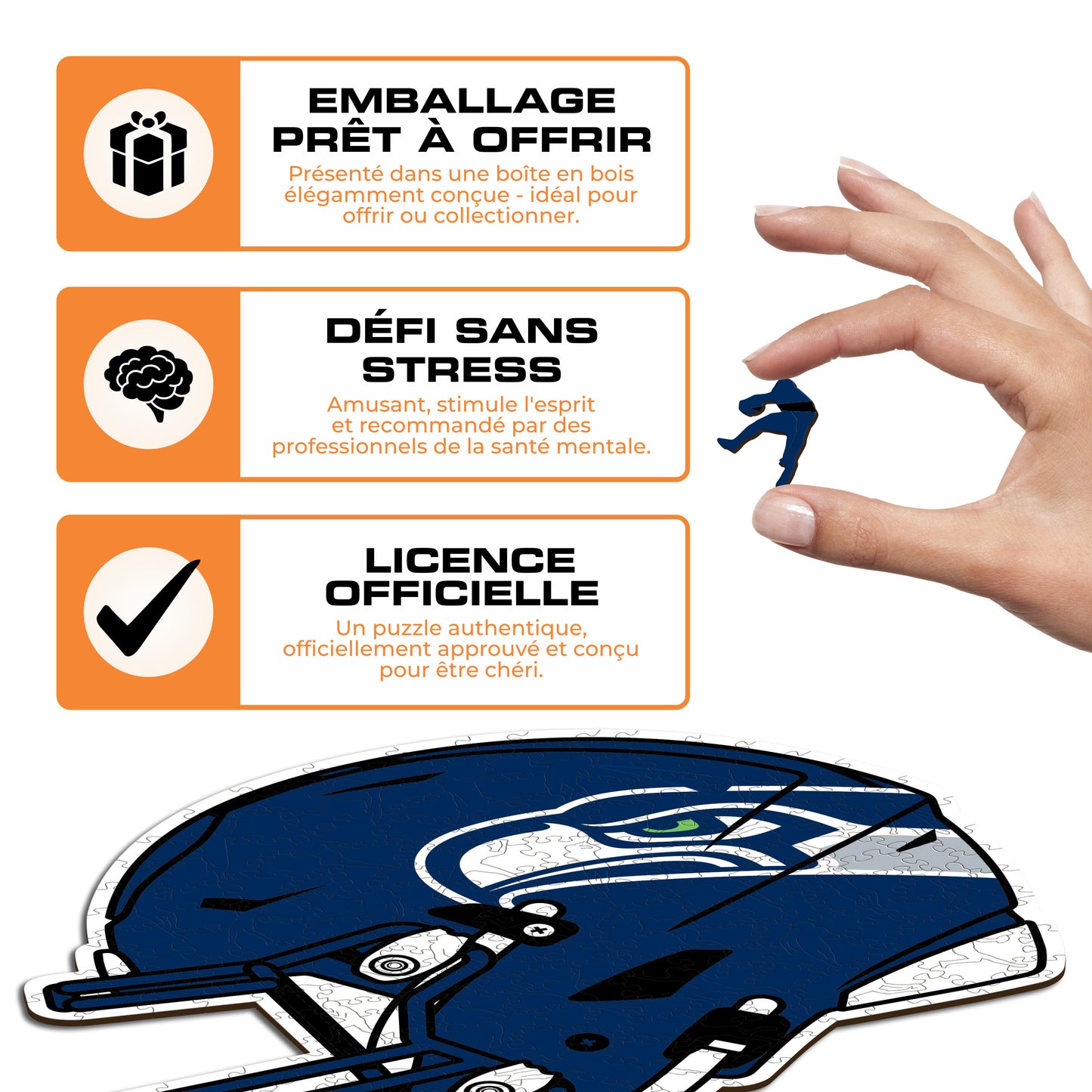Casque Seattle Seahawks™ - Puzzle en Bois