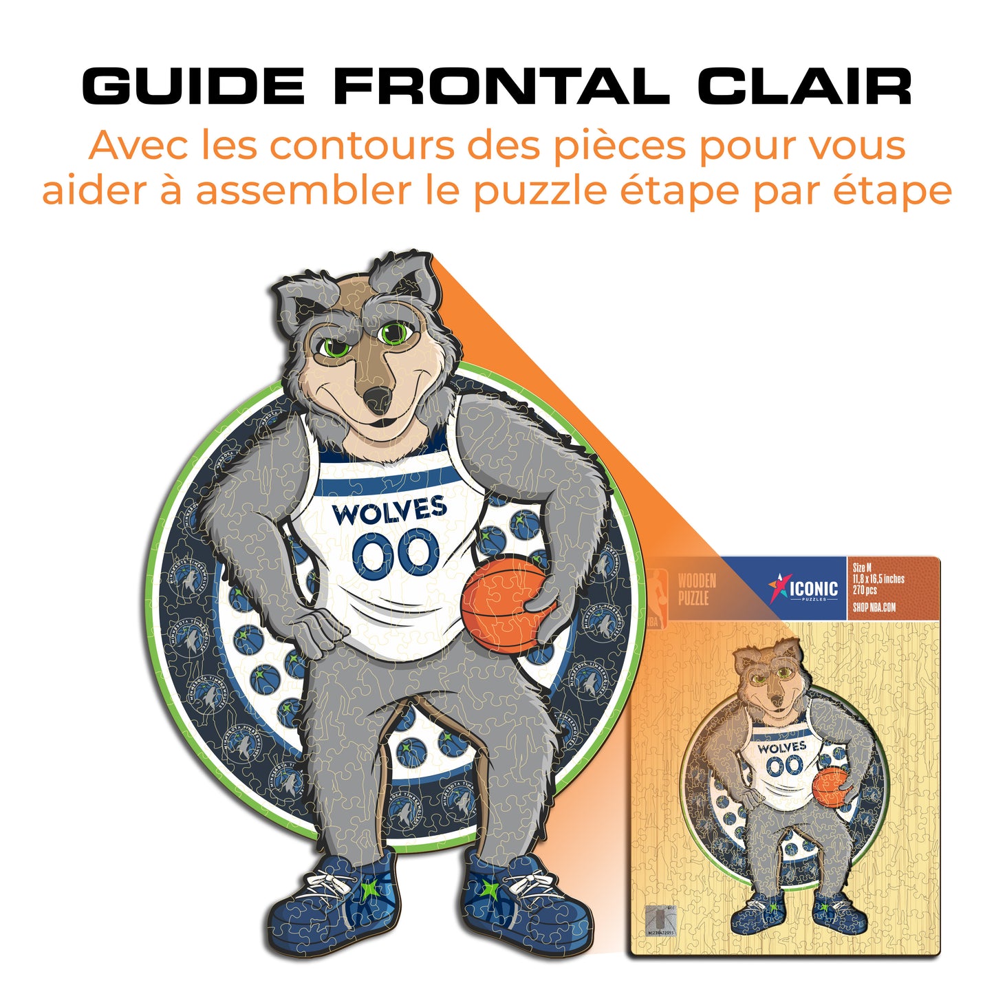 Minnesota Timberwolves™ Mascotte - Puzzle en Bois
