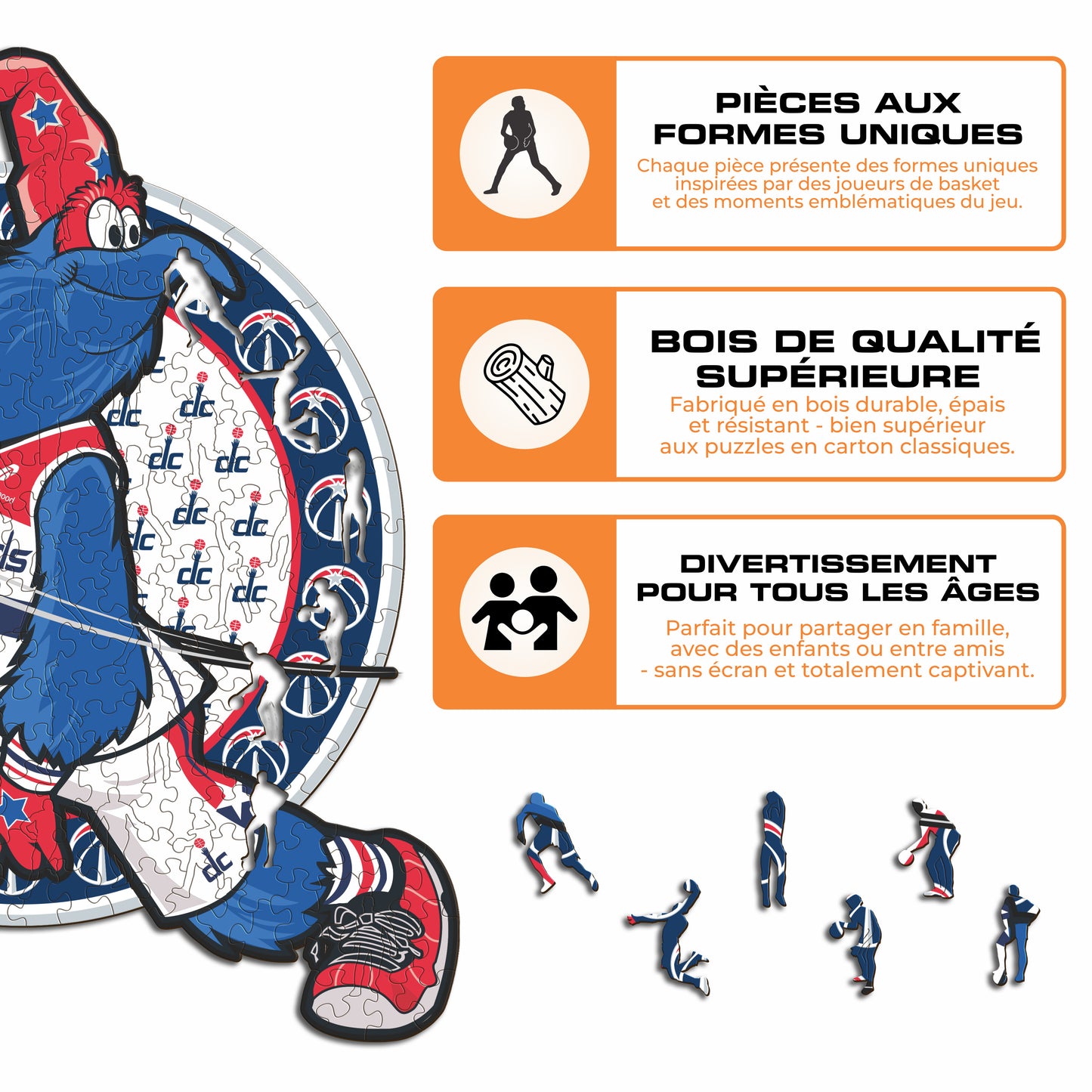 Mascotte Washington Wizards™ - Puzzle en Bois