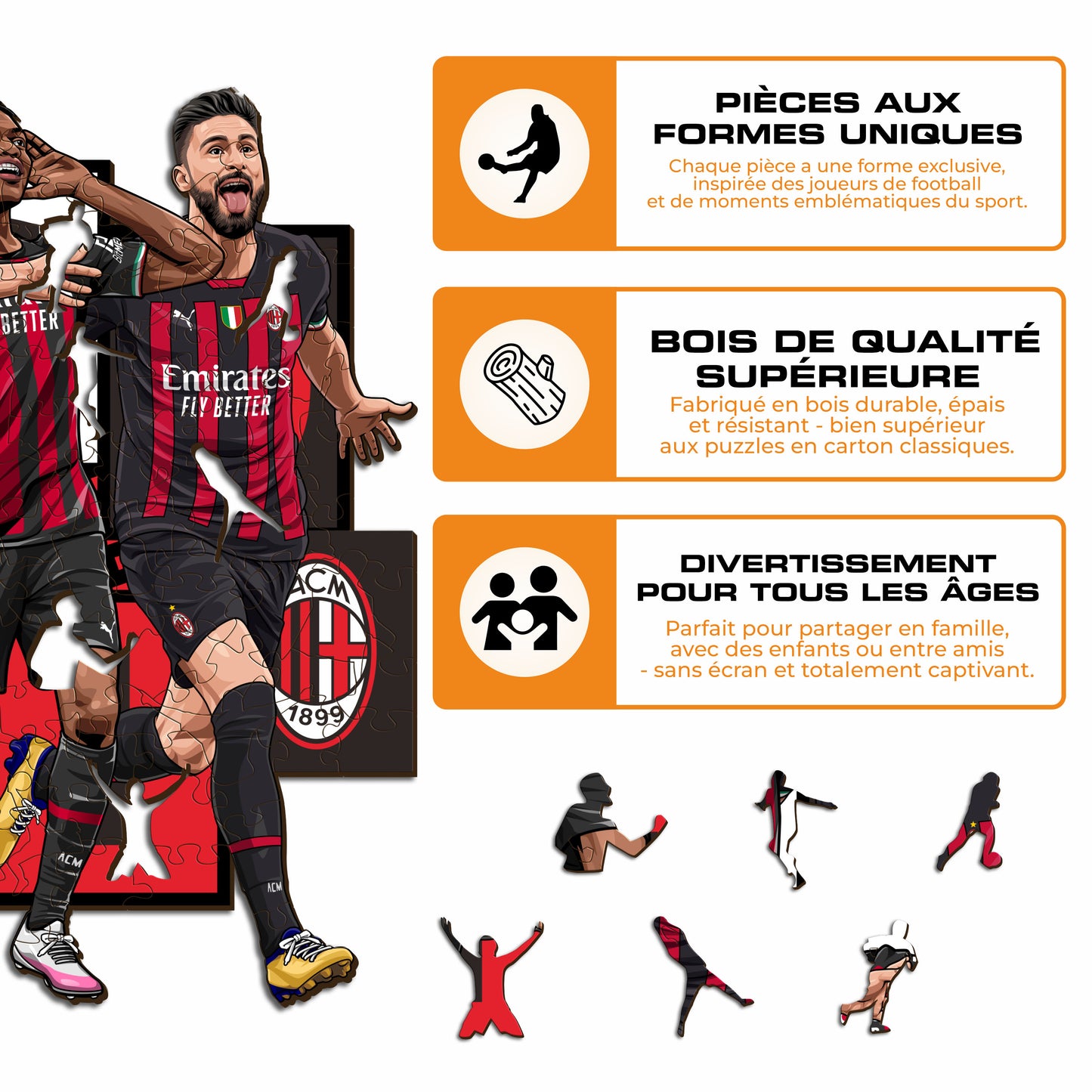 5 Joueurs AC Milan® - Puzzle en Bois