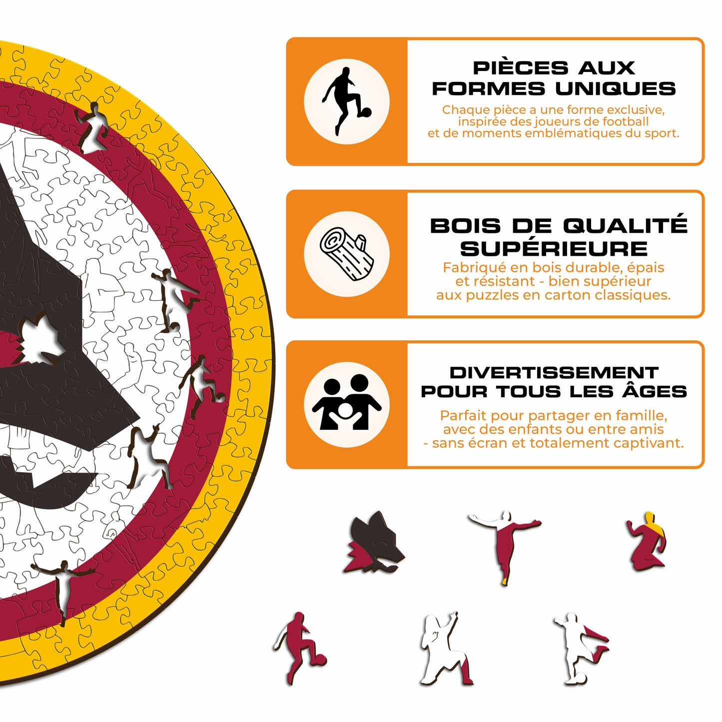Deuxième Logo AS Roma® - Puzzle en Bois