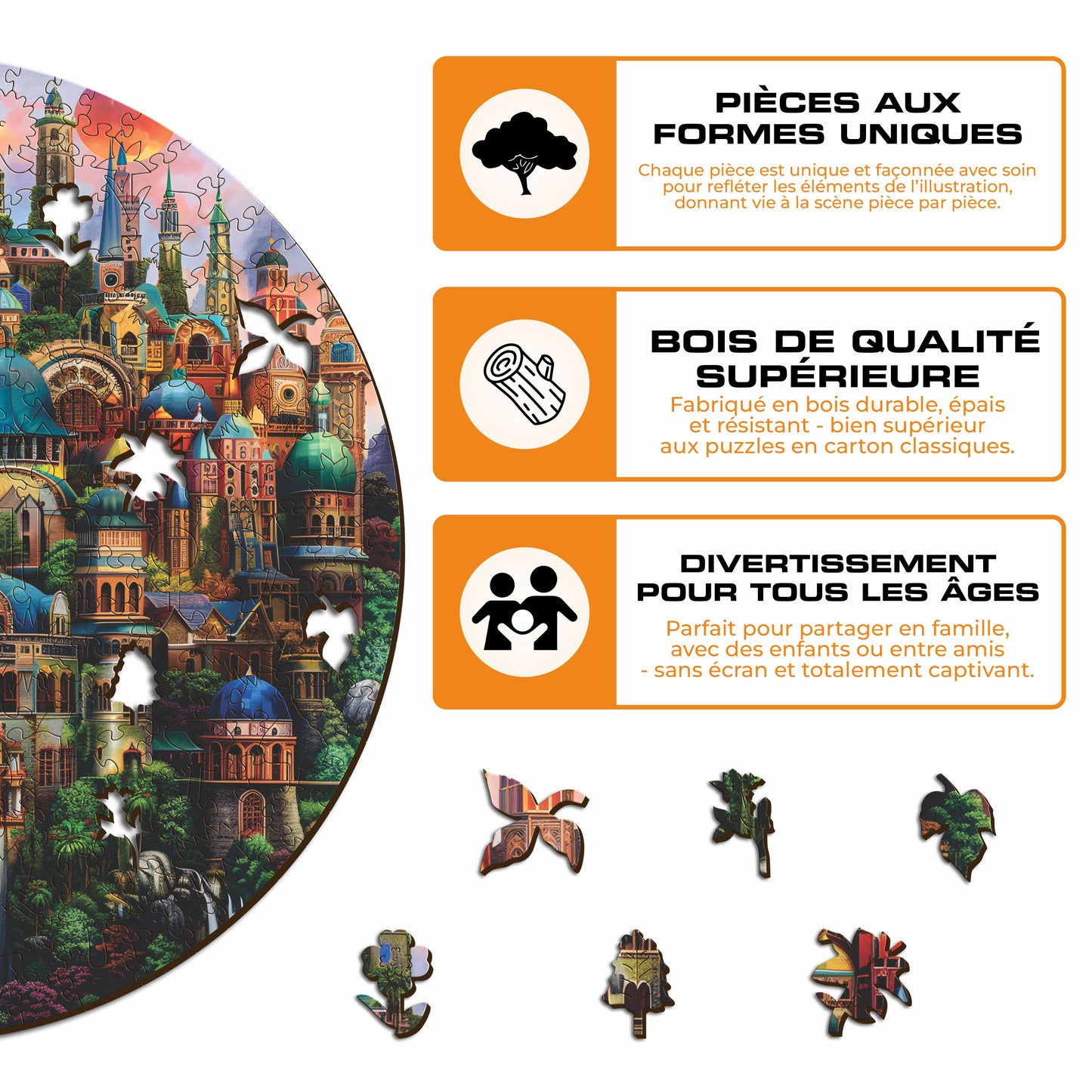 Maisons Enchantées - Puzzle en Bois
