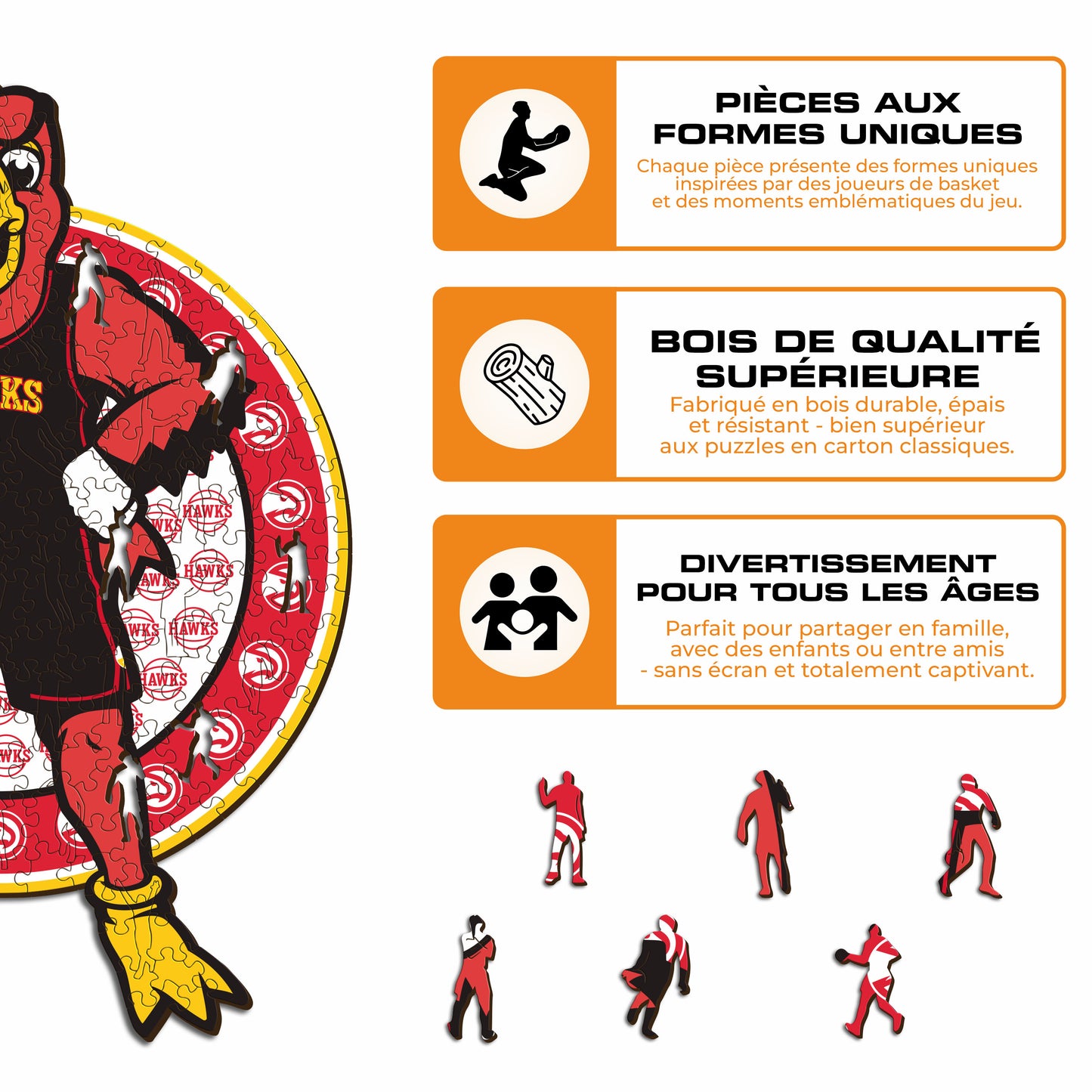 Mascotte Atlanta Hawks™ - Puzzle en Bois