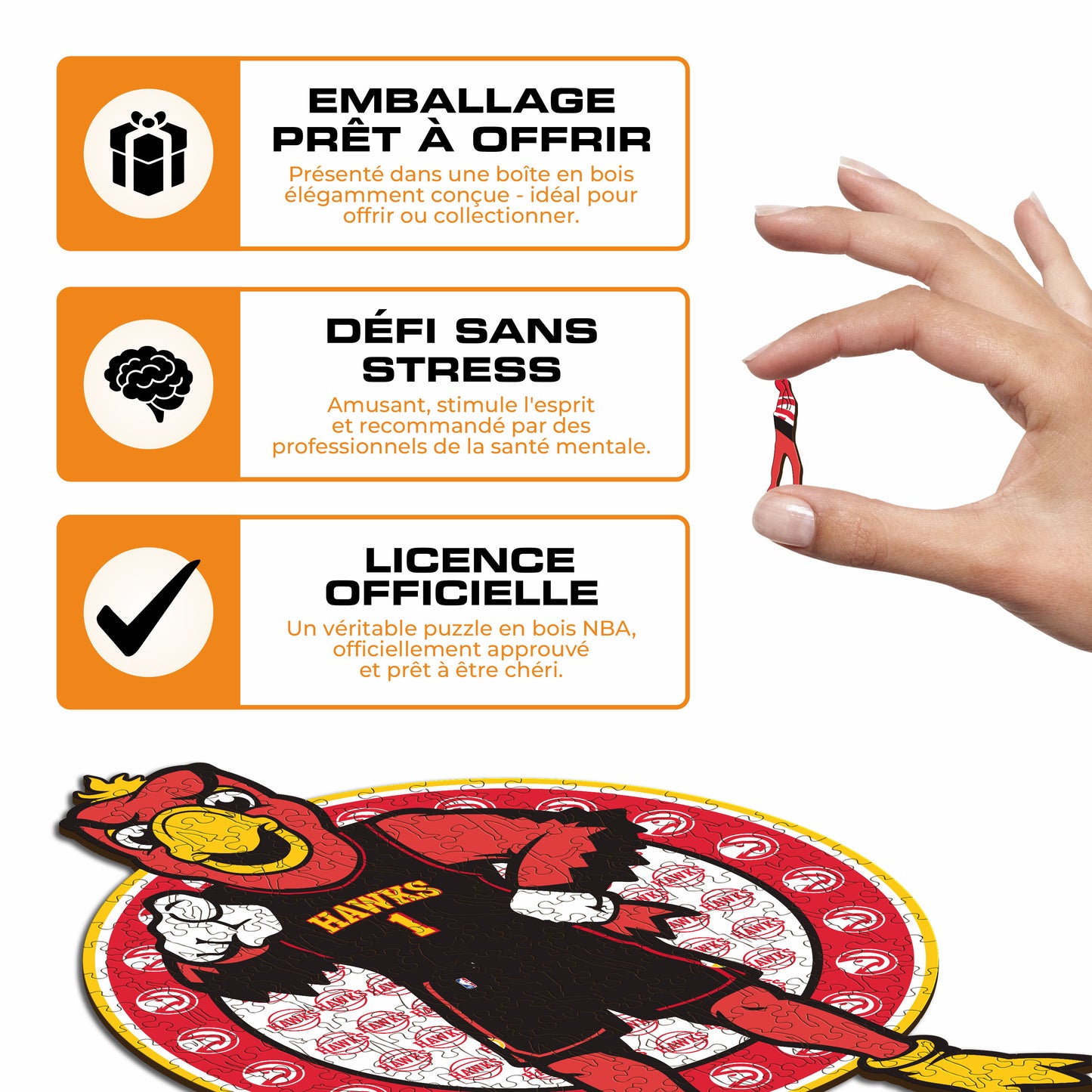 Mascotte Atlanta Hawks™ - Puzzle en Bois