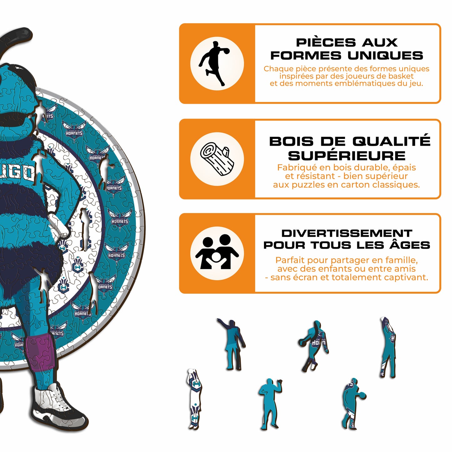 Mascotte Charlotte Hornets™ - Puzzle en Bois