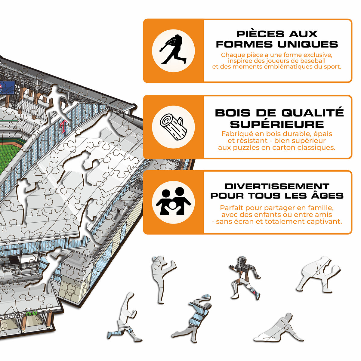 Globe Life Field Texas Rangers™ Puzzle en Bois