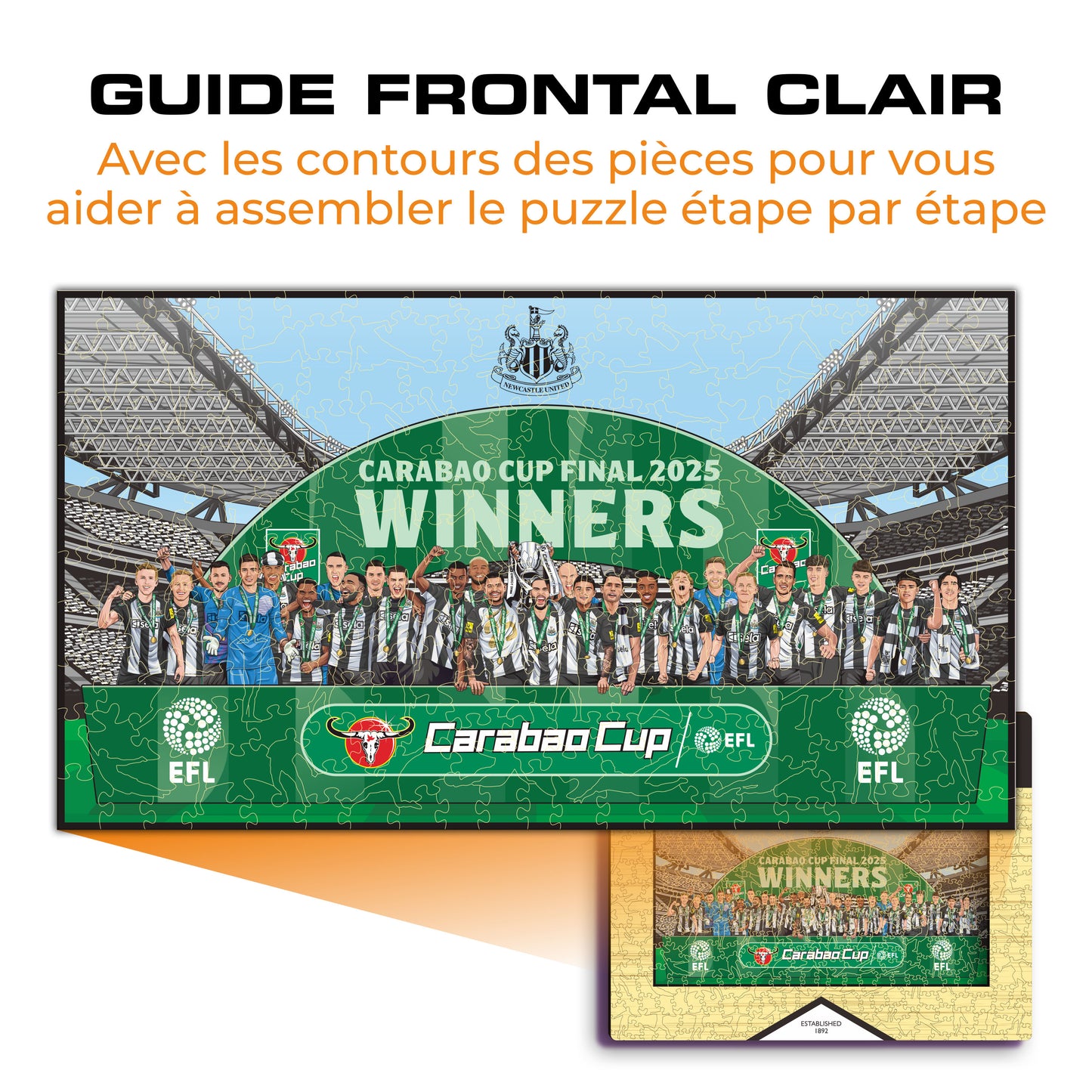 Newcastle United FC® "Carabao Cup 24/25 Vainqueurs" – Puzzle en bois