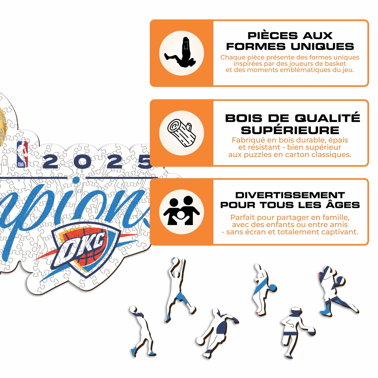 Oklahoma City Thunder™ 2025 NBA Champions - Puzzle en Bois