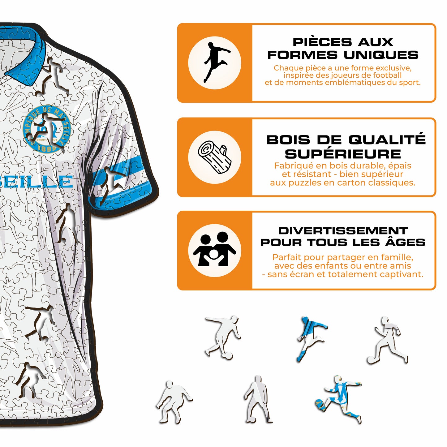 Maillot Olympique de Marseille® - Puzzle en Bois