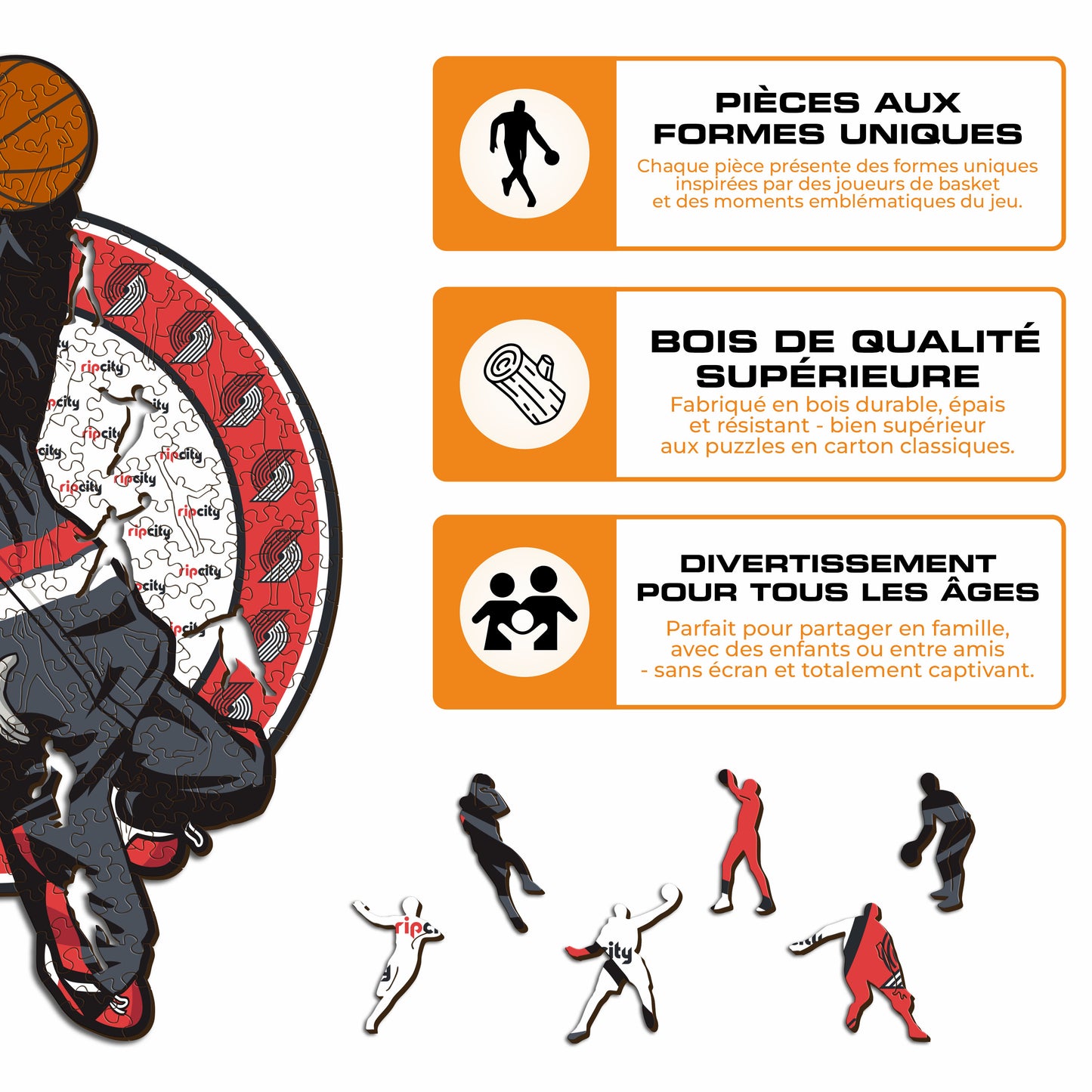 Mascotte Portland Trail Blazers™ - Puzzle en Bois