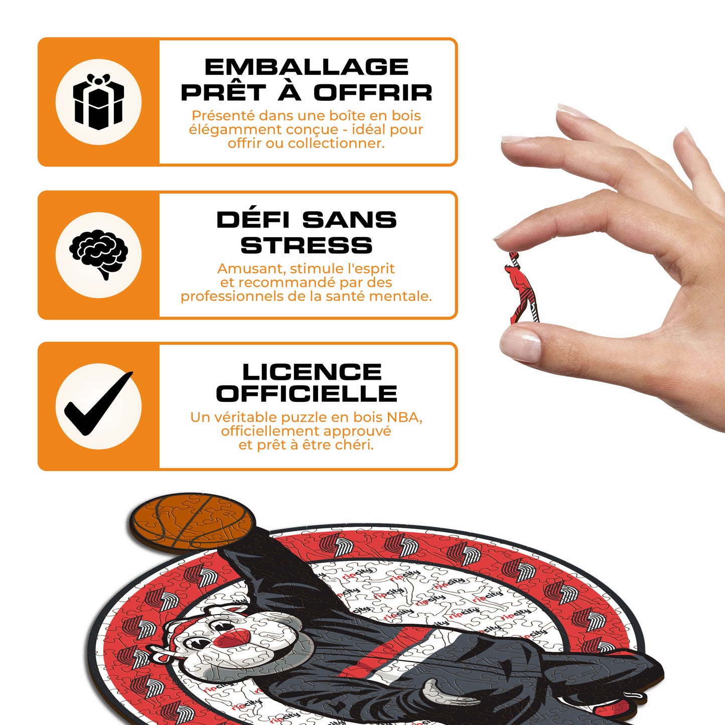 Mascotte Portland Trail Blazers™ - Puzzle en Bois