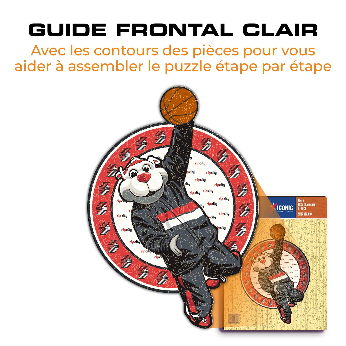 Mascotte Portland Trail Blazers™ - Puzzle en Bois