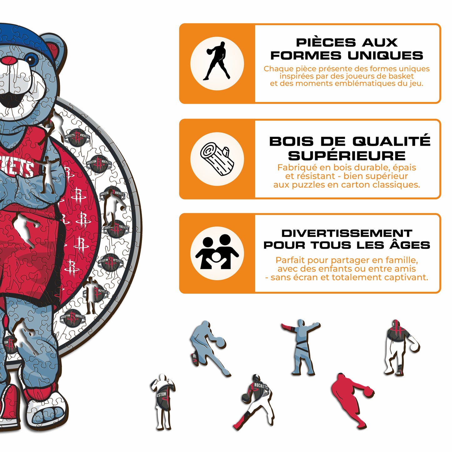 Mascotte Houston Rockets™ - Puzzle en Bois