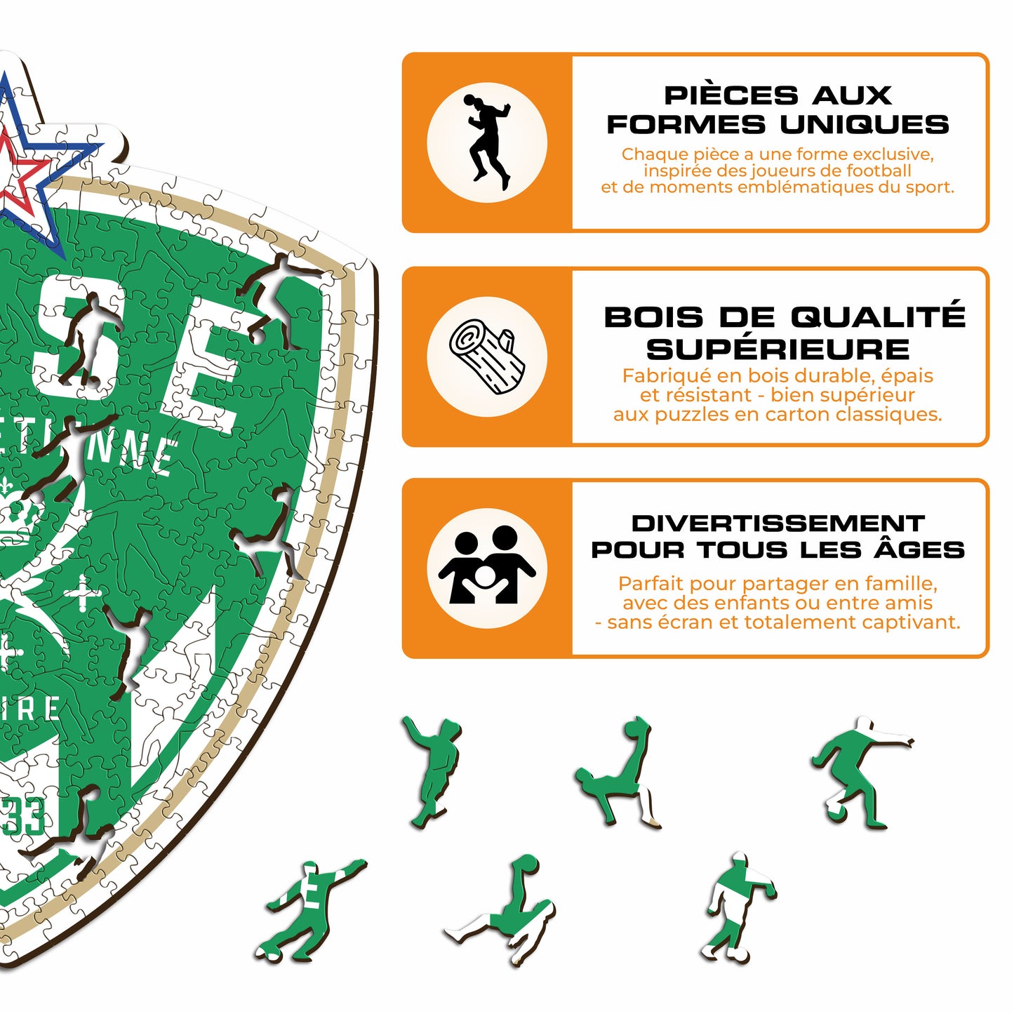 Logo AS Saint-Etienne® - Puzzle en Bois