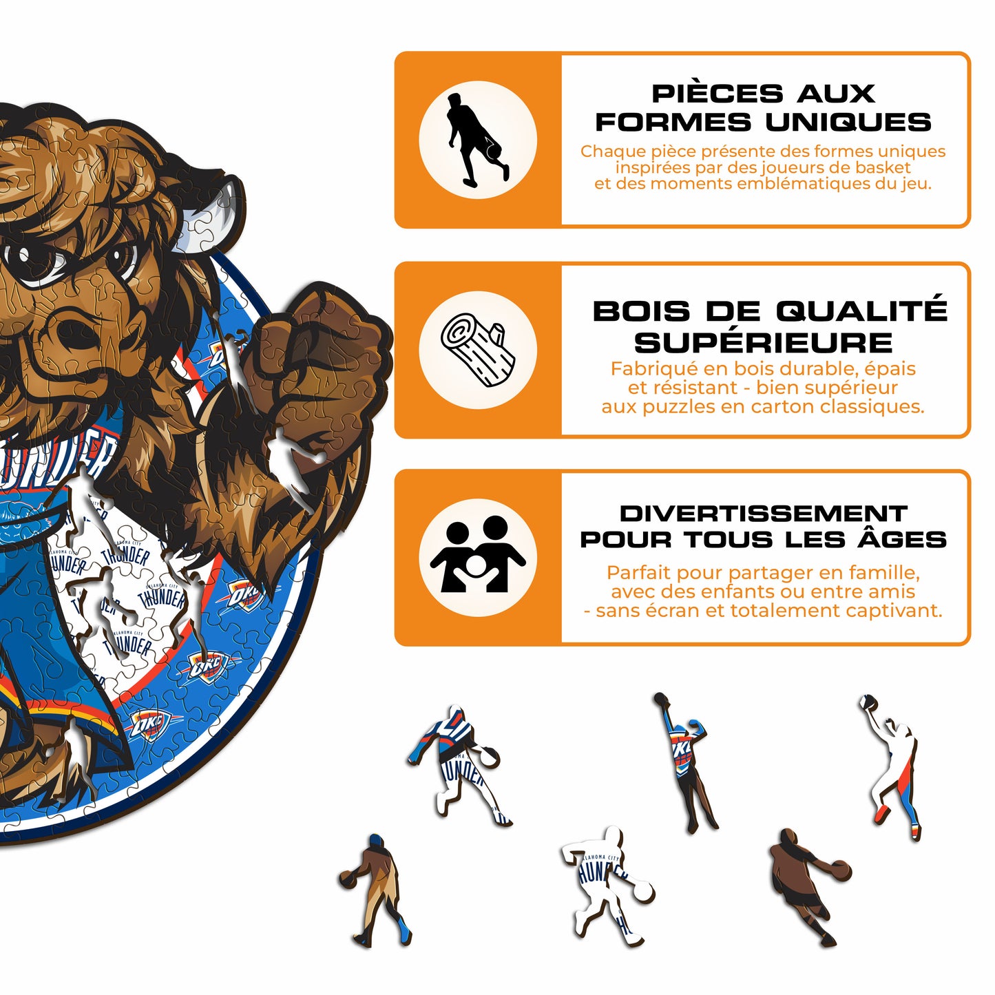 Oklahoma City Thunder™ Mascotte - Puzzle en Bois
