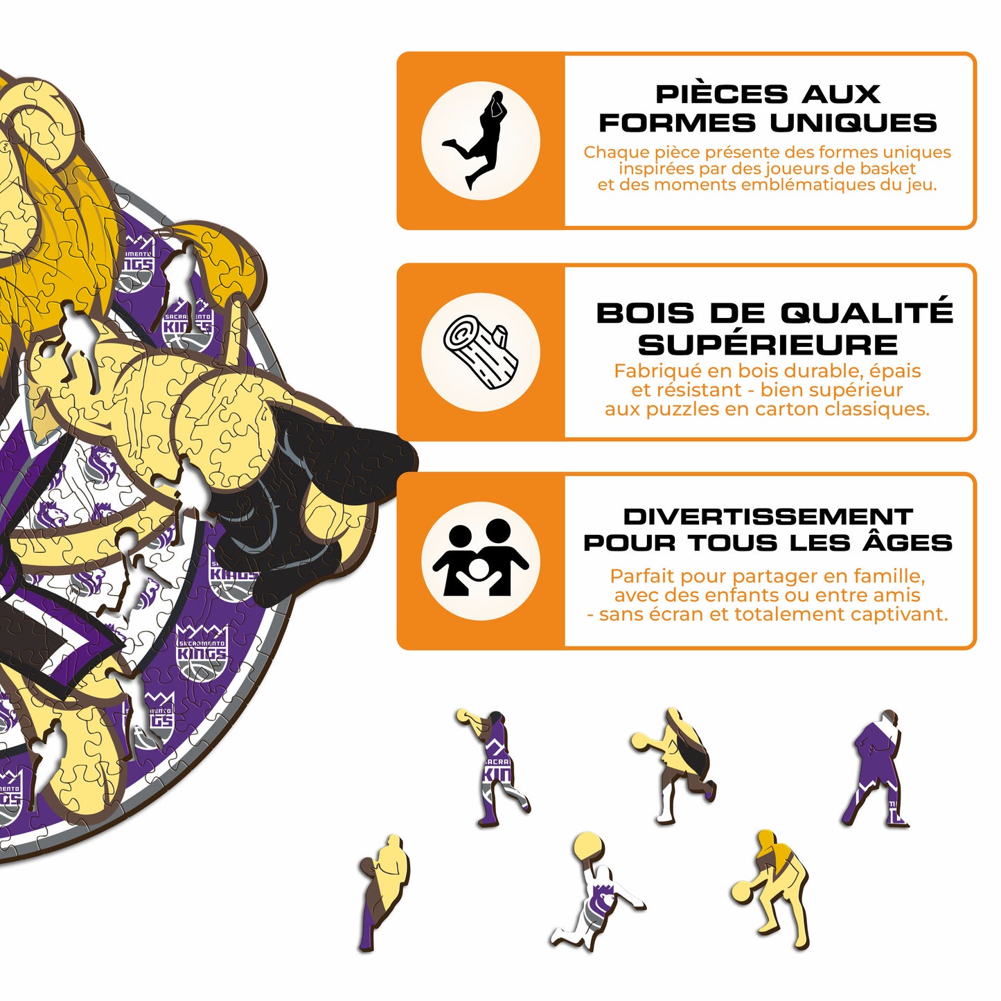 Mascotte Sacramento Kings™ - Puzzle en Bois