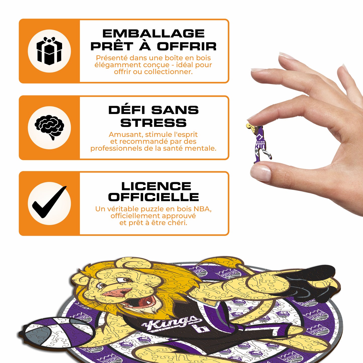 Mascotte Sacramento Kings™ - Puzzle en Bois