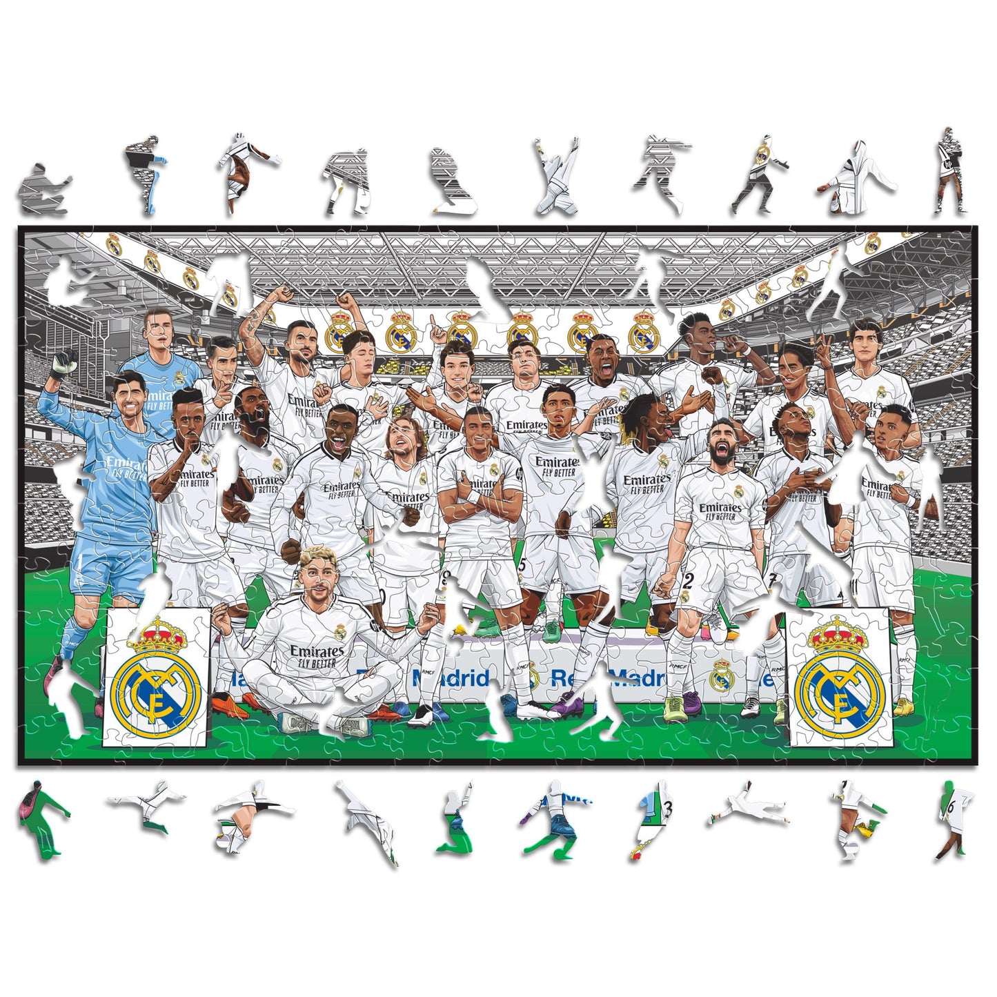 2 PACK Real Madrid CF® Logo + Équipe - Puzzle Officiel en Bois