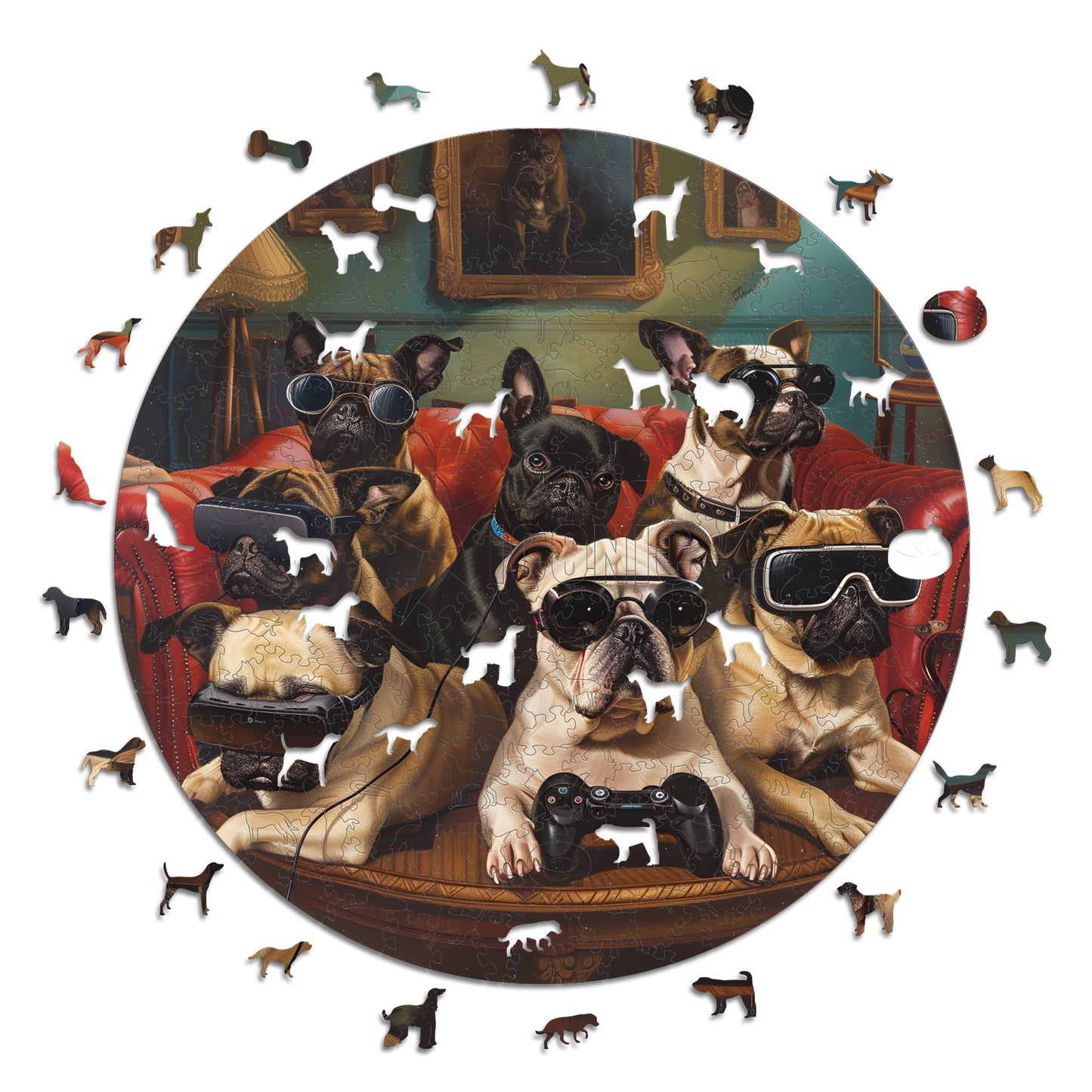 Chiens Joueurs - Puzzle en Bois