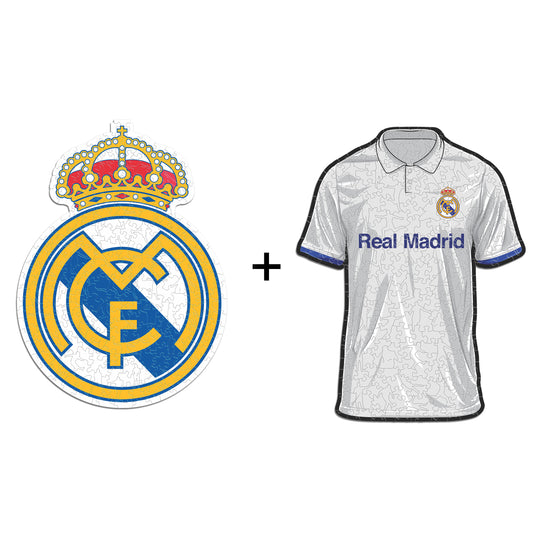 2 PACK Real Madrid CF® Logo + Maillot - Puzzle Officiel en Bois